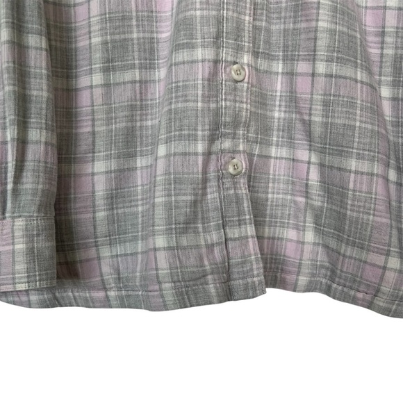 L.L. Bean Pink & Gray Plaid Button Down Shirt Cotton Lined Size Medium - Picture 5 of 9